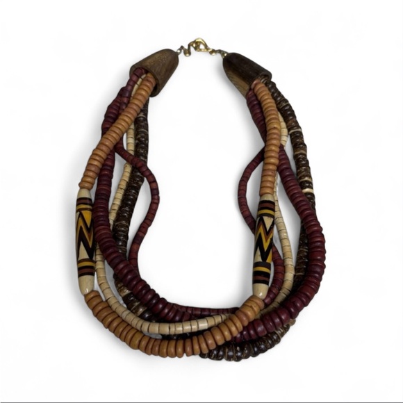 Jewelry - Vintage Wooden Beaded Choker Necklace 19”